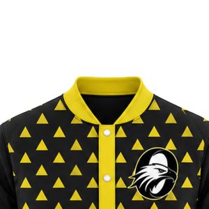 Black Yellow Baseball <b>Jacket</b> Full Zip Long Sleeve Sports Team Uniform <b>Lightweight</b> Comfortable Outerwear - Product Image 3