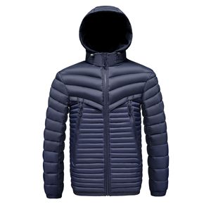 Manteau décontracté à capuche et col montant pour homme, collection automne-hiver 2026, en polyester rembourré, chaud et doublé polaire, avec design côtelé pour l'extérieur - Product Image 4