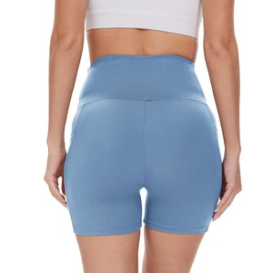 High <b>Waist</b> Knitted Women's Shorts Solid Blue Sporty Fit Quick Dry <b>Elastic</b> <b>Waist</b> Skinny Style - Product Image 1