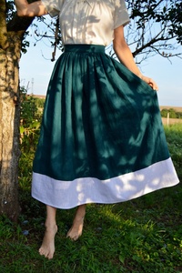 Women Cotton Maxi <b>Skirt</b> Wrap Design Breathable Eco-Friendly Cottage Core Features Gathered Waist Natural Waistline <b>White</b> Hem - Product Image 3