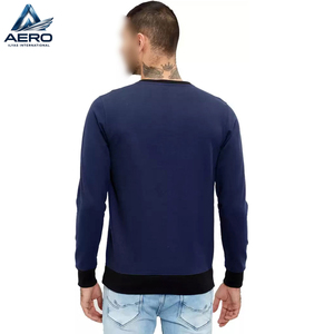 Prix d'usine, service OEM ODM, sweat-shirt imprimé personnalisé pour homme, molleton épais et chaud, col rond à rayures contrastées, pull-over - Product Image 2