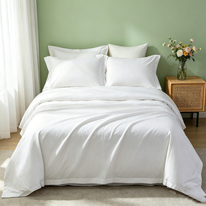 Juego de Funda de Edredón de 4 Piezas de Satén de Algodón de 2.0m para Cama Super King 60x80, Ropa de Cama Blanca de Hotel de 5 Estrellas - Product Image 1