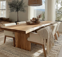 Ensemble de table à manger en bois de haute qualité, table en bois massif en noyer d'Amérique du Sud avec finition époxy, table à manger unique