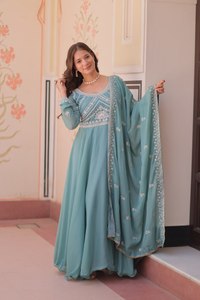Meilleures ventes : Costume Anarkali indien pakistanais modeste, long Salwar Kameez en crêpe de soie, tenue traditionnelle pour fêtes et mariages, costume pour femme - Product Image 2