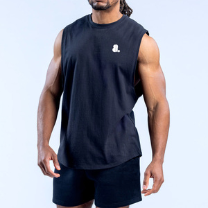 เสื้อกล้ามออกกำลังกายผู้ชายทรงเข้ารูป ผ้าถักผสมสแปนเด็กซ์/คอตตอน แห้งเร็ว ปักลายด้านหน้า - Product Image 1