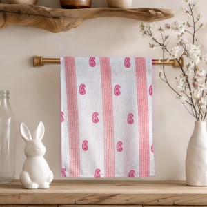 Serviettes de cuisine en coton bio 100% personnalisables, motifs floraux brodés, couleurs variées, prix imbattable - Product Image 3