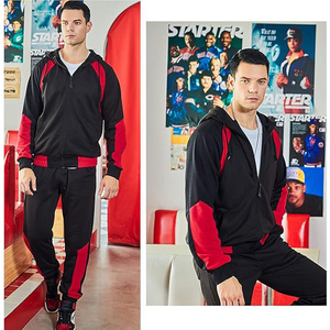 Conjunto Deportivo con Capucha en Color Negro y Rojo, Chaqueta con Cierre Completo, Pantalones a Juego con Bolsillos Laterales, Ropa Deportiva Informal para Otoño - Product Image 5