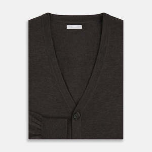 Premium Men's Solid V-Neck 100% Cotton <b>Cardigan</b> <b>Sweater</b> Quick Dry Breathable Button Front Autumn Wear - Product Image 3