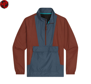 Chaqueta Cortavientos Color Block para Hombre, con Media Cremallera, Tipo Anorak, con Capucha y Logotipo Frontal, Transpirable, para Invierno, Uso Casual al Aire Libre - Product Image 1