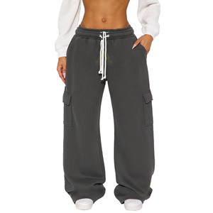 กางเกงวอร์มขาบานทรงฮิปฮอปสำหรับผู้หญิง พิมพ์โลโก้ได้ตามต้องการ ด้านหน้าเรียบ ผ้าฟลีซสำหรับฤดูหนาว ระบายอากาศได้ดี เป็นมิตรกับสิ่งแวดล้อม ผลิตจากผ้าฝ้ายออร์แกนิค 100% - Product Image 1