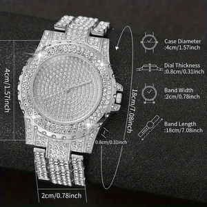 Montre à quartz ronde pour femme L2 avec accents en cristal, bracelet en acier inoxydable et boîtier en alliage de zinc - Product Image 4