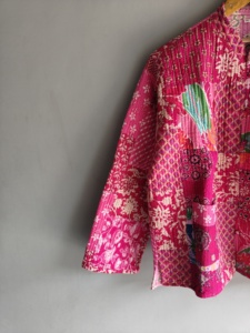 Quilted <b>Patchwork</b> <b>Jacket</b> Women's Mandarin Collar Full Sleeve Cotton Autumn Style Regular Length Patch Designs gift for her - Product Image 4