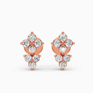 Clous d'oreilles en diamants cultivés en laboratoire éthiques, modèle Cluster Bloom, 0,13 ct, en or jaune, blanc et rose 9 carats - Product Image 1
