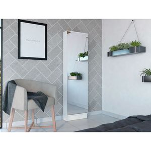 Armadio Ruan XL a Porta Singola con Cinque Ripiani Interni e Specchio, Design Pratico con Scarpiera - Product Image 4