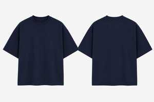 T-shirt à manches courtes marron pour homme, col rond, coupe classique, décontracté, respirant, 180g, avec logo frontal, en jersey de coton, bordure contrastante bleu clair - Product Image 3