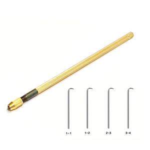 Kit de porte-aiguilles de ventilation à manche en laiton, 4 tailles, aiguilles à crochet en acier, outil de fabrication de perruques, de toupets et de postiches en dentelle, pour la création de nœuds capillaires - Product Image 1