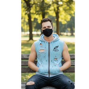 Camiseta sin mangas personalizada para gimnasio, chaleco deportivo ajustado, sudadera con capucha sin mangas, sudaderas con capucha básicas de mezcla de algodón - Product Image 6