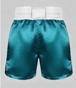 Shorts de boxe K4 unisexe bleu sarcelle polyester/coton respirant coupe ample pour adulte, vêtement d'arts martiaux mixtes avec logo imprimé sur le devant 140g - Product Image 2