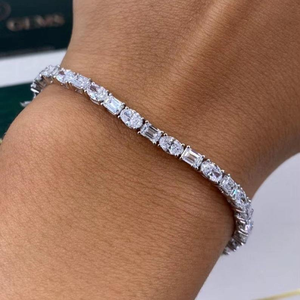 Pulsera de tenis de moissanita de lujo con corte mixto, tono oro blanco, elegante y brillante, joya llamativa, regalo para mujer - Product Image 6