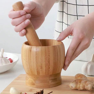 Juego de Mortero y Pilón de Madera Resistente para Moler Especias, Hierbas, Semillas, Ajo y para Necesidades de Cocina Tradicional - Product Image 1