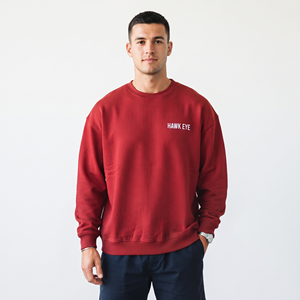 Sudadera de cuello redondo extragrande para hombre, color rojo sólido, de algodón grueso, personalizable, para uso casual de invierno. - Product Image 3
