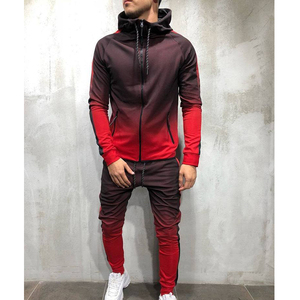 Conjunto Deportivo para Hombre con Degradado de Color, Sudadera con Capucha y Cremallera de Manga Larga, Bolsillos Laterales, Ropa Deportiva Informal, Transpirable, Invierno 2 en 1 - Product Image 1