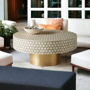 Eco-Friendly Handmade Modern Bone Inlay Round Coffee <b>Table</b> for Luxury Home Decor at Low Cost By CRFAT ZONE EXPORT - Product Image 2