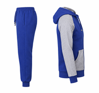 Ensemble de survêtement deux pièces pour homme, grande taille, hiver, color block, à capuche, zippé, avec pantalon de jogging à cordon de serrage, tenue sportive