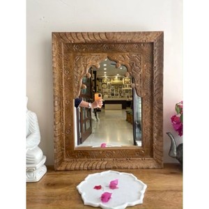 Hand-Painted Sheesham Wood <b>Mirror</b> Frame 20x20 Inch Wholesale Moradabad - Product Image 4