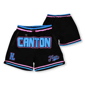 Embroidered Mesh Basketball Shorts Men's Varsity <b>Athletic</b> Shorts Chenille Patch Sports Shorts - Product Image 1