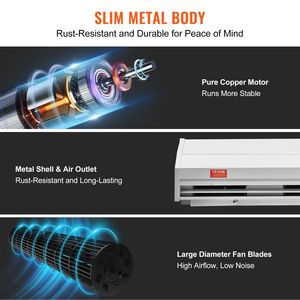 Barriera d'Aria Commerciale da Interno da 48 Pollici, Super Potente, 2 Velocità, 1200 CFM, Montaggio a Parete, per Porte, Ventilatore per Porte Interne - Product Image 6