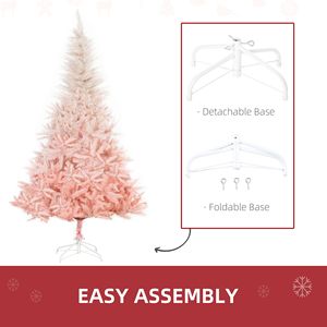 6ft Unlit Realistic Branches Spruce Artificial Christmas <b>Tree</b> with 800 Pink Tips Foldable Iron PE PVC <b>Tabletop</b> Base - Product Image 5