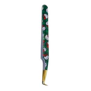 Pinzas para Pestañas Morje Quirúrgicas de Acero Inoxidable con Patrón Verde, Punta Dentada de Precisión, Longitud de 10 mm - Product Image 2
