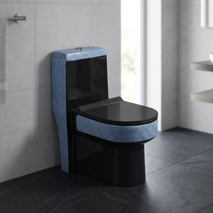 WC monobloc en céramique noir doré de luxe avec chasse d'eau siphonique pour la décoration de salle de bain d'hôtel de style arabe - Product Image 3