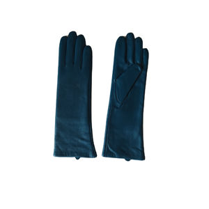 Guante de cuero largo estilo opera y guante térmico de invierno sin forro, color verde azulado, estilo casual liso - Product Image 2