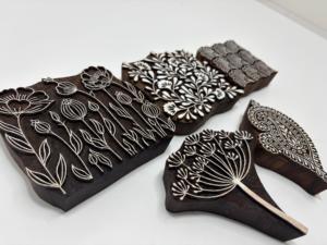 Hand Carved Pine Wood <b>Printing</b> <b>Blocks</b> Floral Paisley Textile <b>Printing</b> Stamps Multifunction for Fabric Craft and DIY Art - Product Image 4