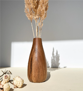 Vase à fleurs décoratif en bois 100% naturel, 3 pièces de différentes tailles, vases décoratifs minimalistes pour table, vase à fleurs en bois - Product Image 5