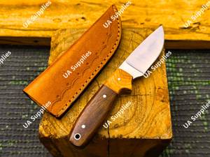 Cuchillo de caza/cocina de acero inoxidable personalizado con mango de madera y punta caída, con funda, calidad DIY, proveedor OEM al por mayor - Product Image 6