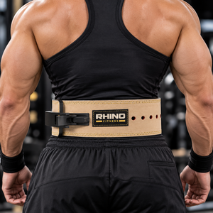 Rhino Fitness <b>Tan</b> Leather Adjustable Wrap-around Lumbar Support Weightlifting <b>Belt</b> with Professional Protection for Adults - Product Image 3