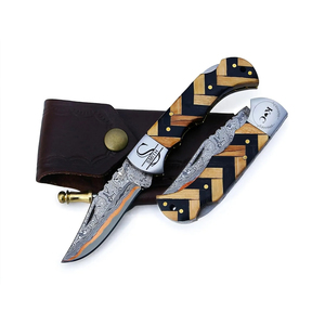Couteau utilitaire pliant de luxe en cuivre et acier inoxydable, lame droite en bois à pointe tombante, ultra-affûtée, tactique, de survie, EDC, noir, OEM - Product Image 3