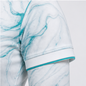 Custom Logo <b>Womens</b> <b>White</b> Aqua Marble Short Sleeve <b>Polo</b> <b>Shirt</b> Quick Dry Sublimation Golf Sportswear - Product Image 4