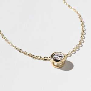 14K <b>Solid</b> <b>Gold</b> Round Lab Grown Diamond <b>Pendant</b> Necklace Bezel Set 18inch Adjustable Cable Chain Minimalist Fine Jewelry Necklace - Product Image 6