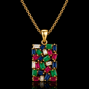 Collier pendentif en zircon taille marquise géométrique, chaîne à maillons plaquée argent 925, bijoux de fête unisexe de luxe certifiés GRA - Product Image 4