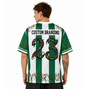 Maillot de football américain unisexe personnalisé à rayures florales, coupe oversize et courte, en mesh, qualité supérieure, léger, streetwear, OEM - Product Image 2