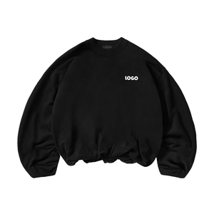 New men Premium Dual Layer <b>Crewneck</b> Sweatshirt Heavyweight Cotton Relaxed Cropped Fit Custom Logo OEM Private Label Manufacturer - Product Image 1