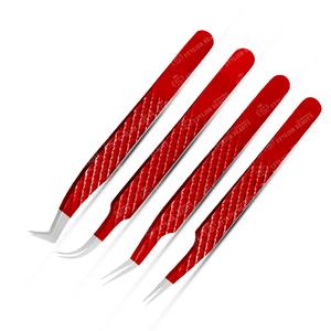 Pinzas de pestañas con logotipo personalizado de la mejor calidad al por mayor pinzas de extensión de pestañas con empuñadura de diamante de acero inoxidable puntiagudas con etiqueta privada - Product Image 1