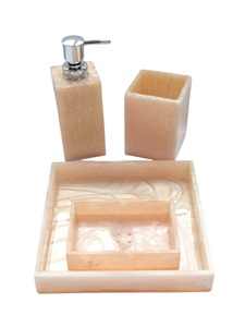 Juego de Accesorios de Baño de Lujo de Resina Impermeable de 4 Piezas, Dispensador de Jabón Rectangular, Bandeja y Vaso con Decoración Floral de Piedras Preciosas - Product Image 4