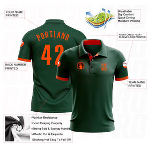 Polo de golf pour hommes personnalisé en gros, design uni, décontracté, avec logo brodé, polos de sport pour hommes, polos de golf vert et orange - Product Image 3