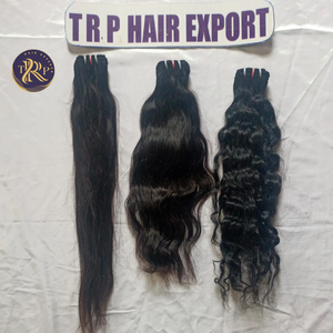 El mejor cabello trenzado de onda profunda recto de templo indio crudo sin procesar, extensión de cabello Remy virgen Natural, solo donante dibujado - Product Image 4