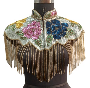 Wholesale Price High Fashion Beautiful Mandarin Collar Rose Design Sequin Embellished Breathable Mesh Blouse for Spring Party - Product Image 1